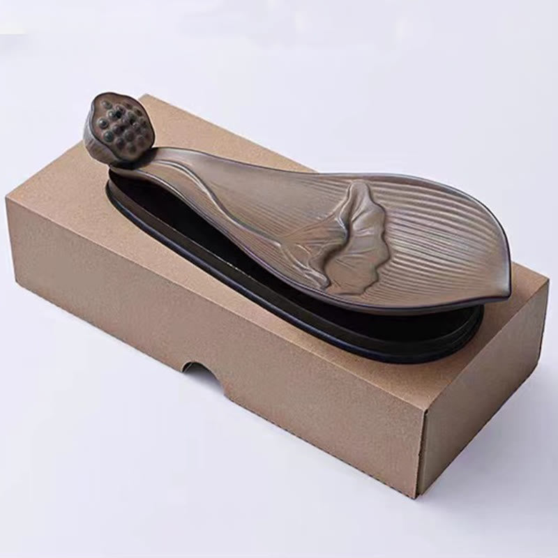 Buddha Stones Lotus Pod Zen Healing Brown Ceramic Stick Incense Burner Decoration - image 10