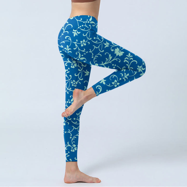 Buddha Stones Vine Plants Flowers Print Gym Leggings Women's Yoga Pants - image 4