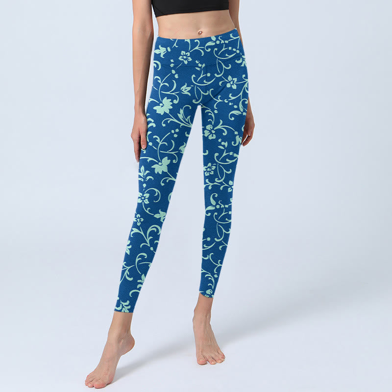 Buddha Stones Vine Plants Flowers Print Gym Leggings Women's Yoga Pants - image 5