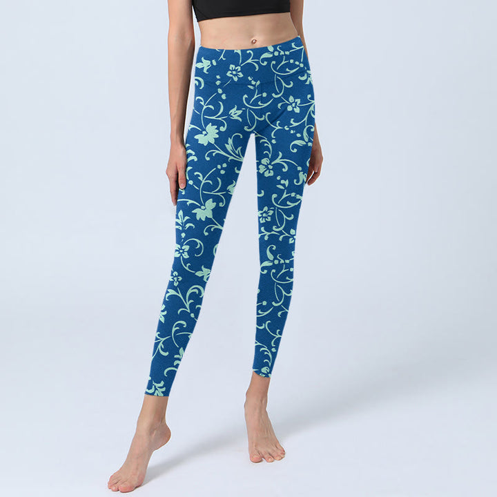 Buddha Stones Vine Plants Flowers Print Gym Leggings Women's Yoga Pants - image 5