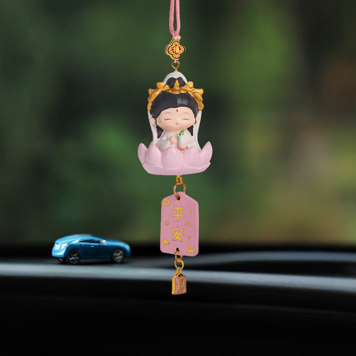 Buddha Stones Lotus Avalokitesvara Buddha Fu Character Wealth Car Hanging Decoration - Avalokitesvara Lotus 34cm - image 0