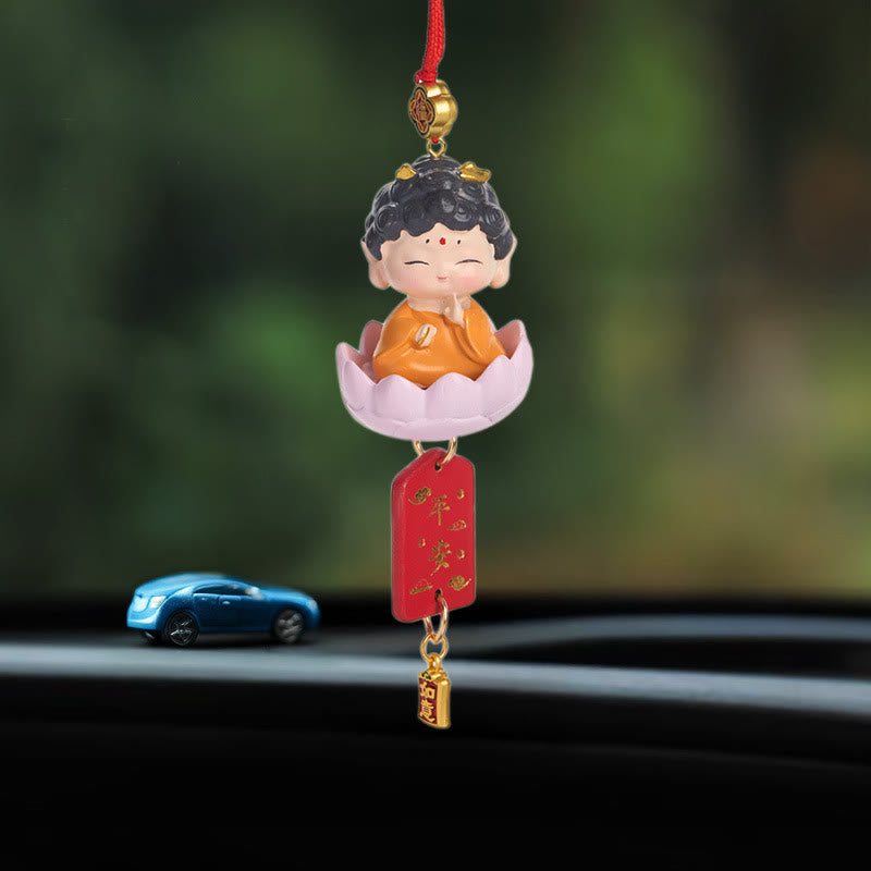 Buddha Stones Lotus Avalokitesvara Buddha Fu Character Wealth Car Hanging Decoration - Buddha Lotus 34cm - image 9