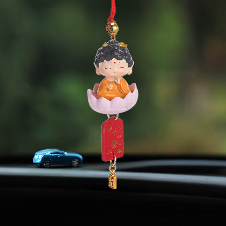 Buddha Stones Lotus Avalokitesvara Buddha Fu Character Wealth Car Hanging Decoration - Buddha Lotus 34cm - image 9