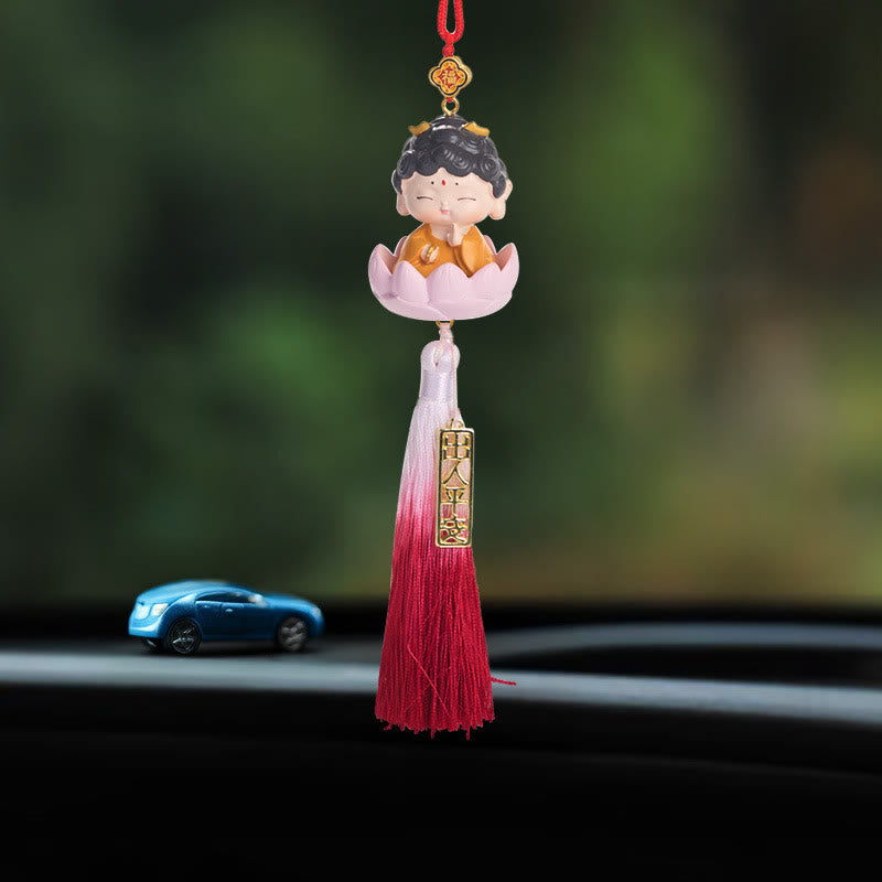 Buddha Stones Lotus Avalokitesvara Buddha Fu Character Wealth Car Hanging Decoration - Buddha Tassel 34cm - image 13