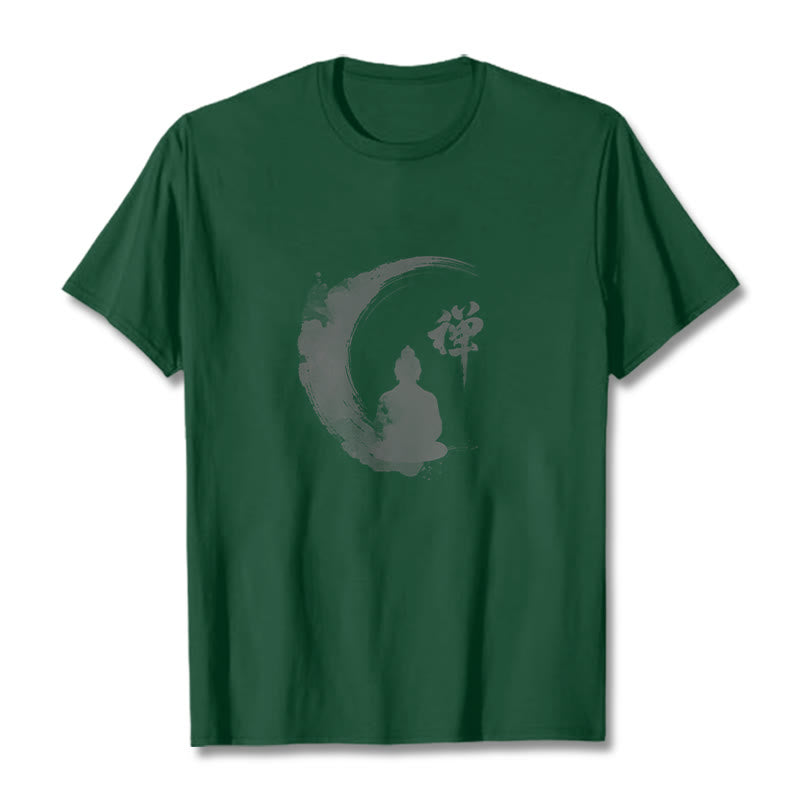 Buddha Stones Meditating Buddha Pattern Cotton Tee T-shirt - Forest Green - 2XL - image 10