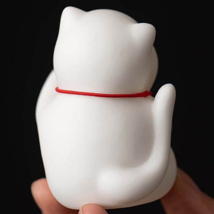 Buddha Stones Cat Bell Bamboo Mat Healing Ceramic Incense Burner Desk Decoration - image 9