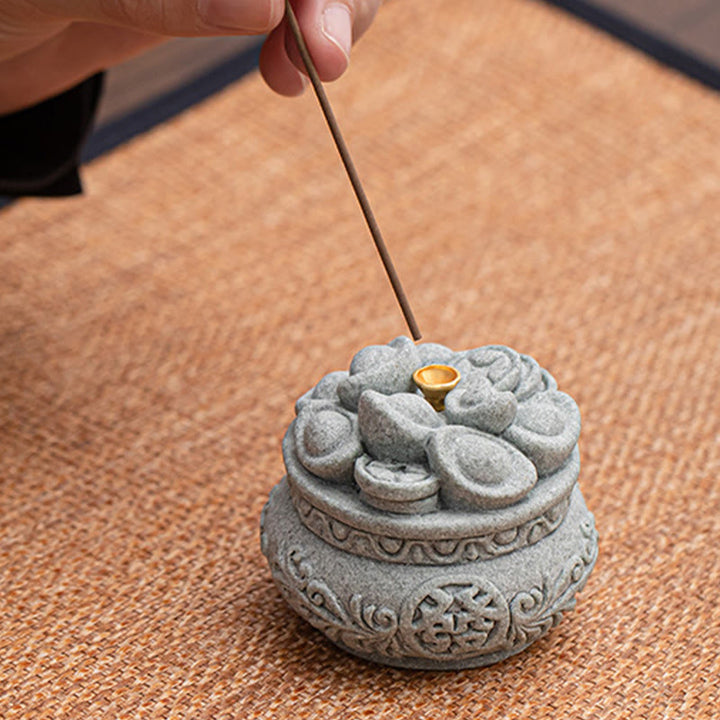Buddha Stones Chinese Character Fu Ingots Healing Incense Burner Desk Decoration - image 4