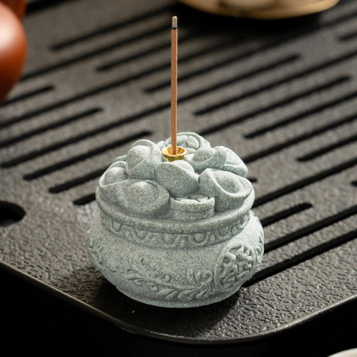 Buddha Stones Chinese Character Fu Ingots Healing Incense Burner Desk Decoration - image 15