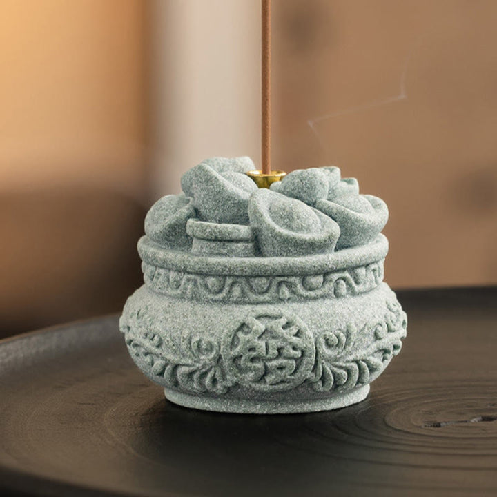 Buddha Stones Chinese Character Fu Ingots Healing Incense Burner Desk Decoration - image 7