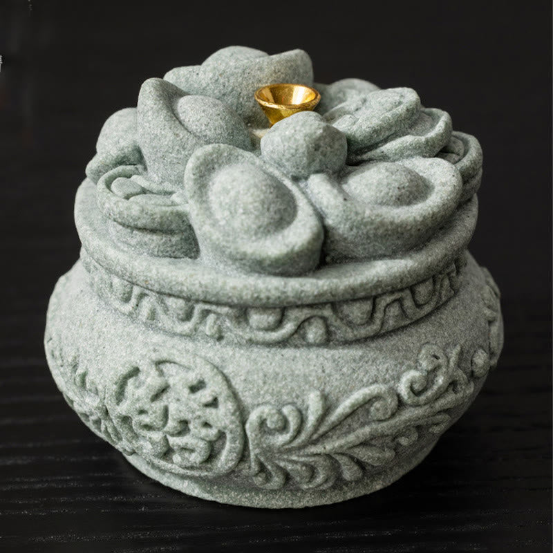 Buddha Stones Chinese Character Fu Ingots Healing Incense Burner Desk Decoration - image 11