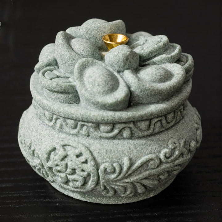 Buddha Stones Chinese Character Fu Ingots Healing Incense Burner Desk Decoration - image 11
