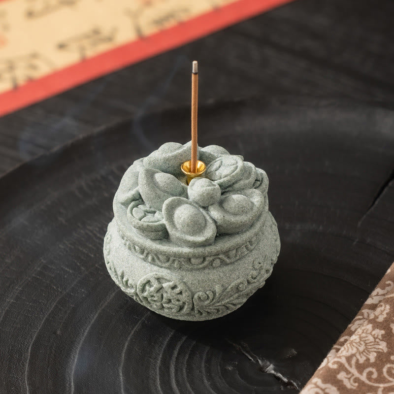 Buddha Stones Chinese Character Fu Ingots Healing Incense Burner Desk Decoration - image 6