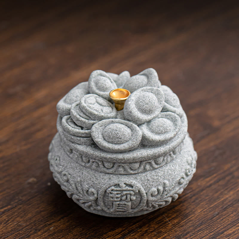Buddha Stones Chinese Character Fu Ingots Healing Incense Burner Desk Decoration - image 14