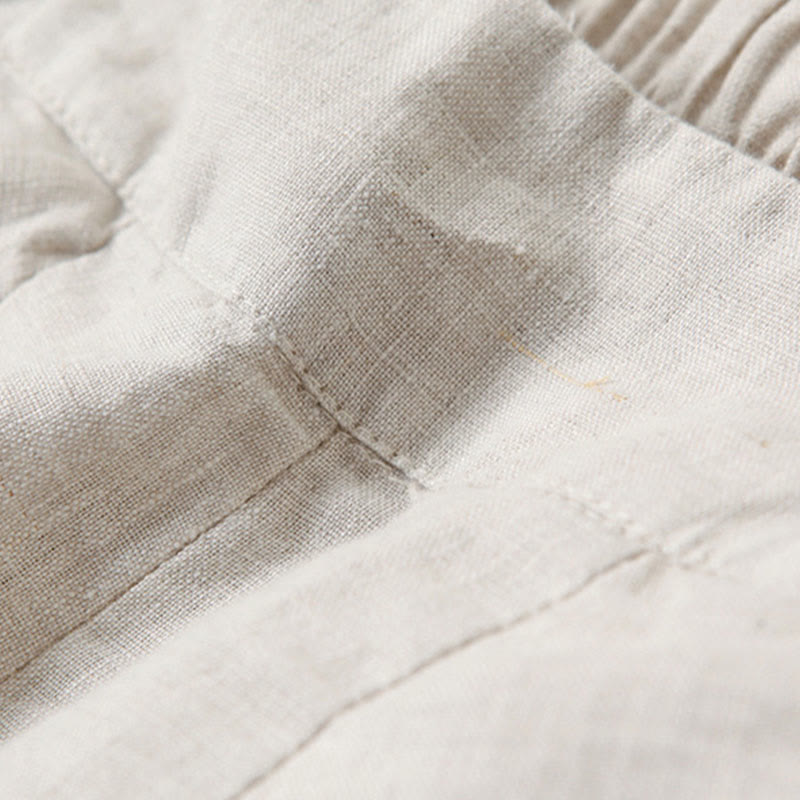 Buddha Stones Plain Color Cotton Linen High Waist Wide Leg Pants With Pockets - image 14