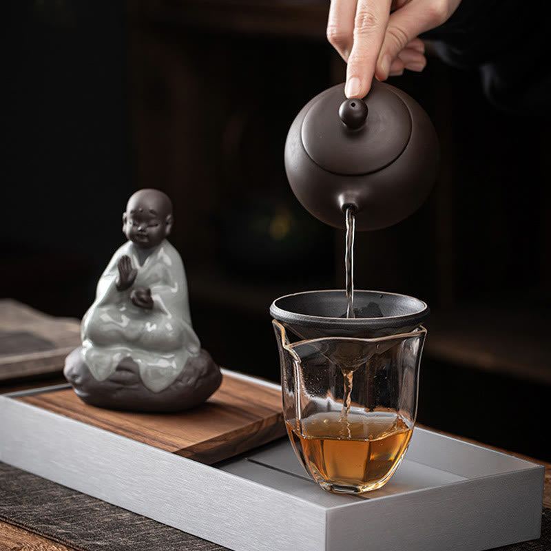 Buddha Stones Little Zen Monk Hat Strainer Ceramic Tea Accessories Figurine Home Decoration - image 8