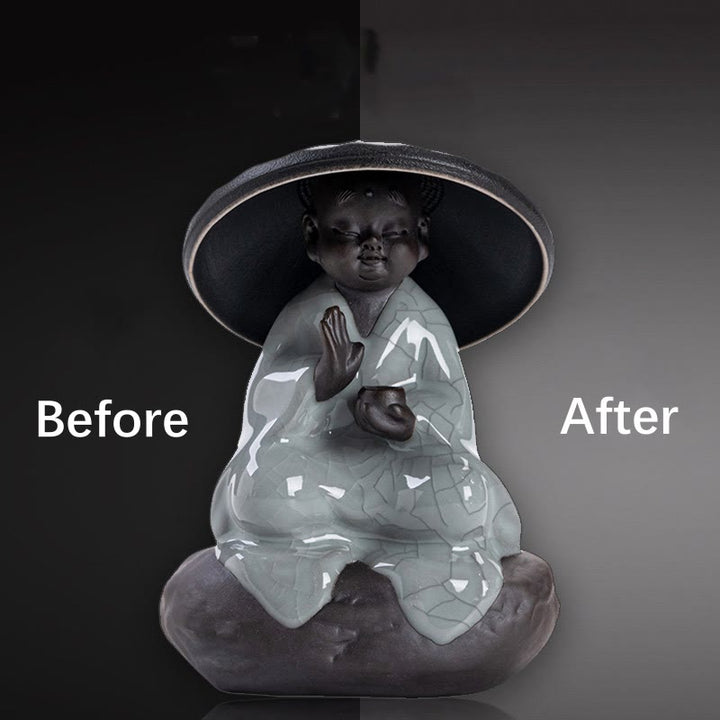 Buddha Stones Little Zen Monk Hat Strainer Ceramic Tea Accessories Figurine Home Decoration - image 16