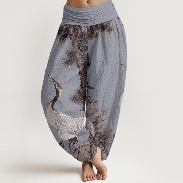 Buddha Stones Casual Red-crowned Crane Pine Tree Mountain Women's Elastic Waist Harem Pants - LightSteelBlue - US22,UK/AU26,EU54 (6XL) - image 7