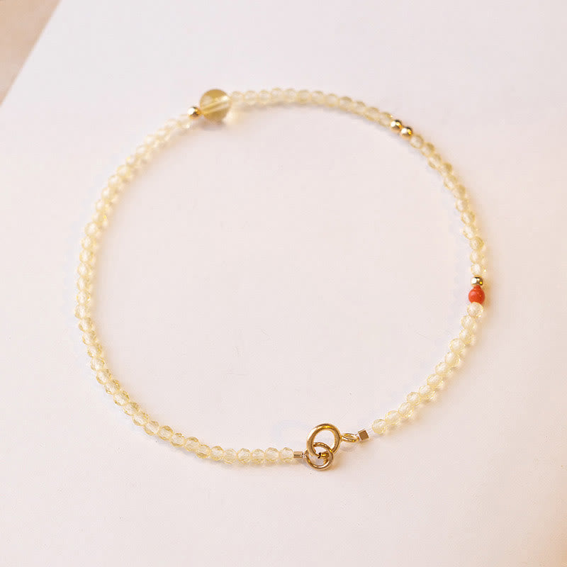Buddha Stones 2mm Ultra-thin Citrine 14K Gold Plated Copper Beads Protection Bracelet - image 1
