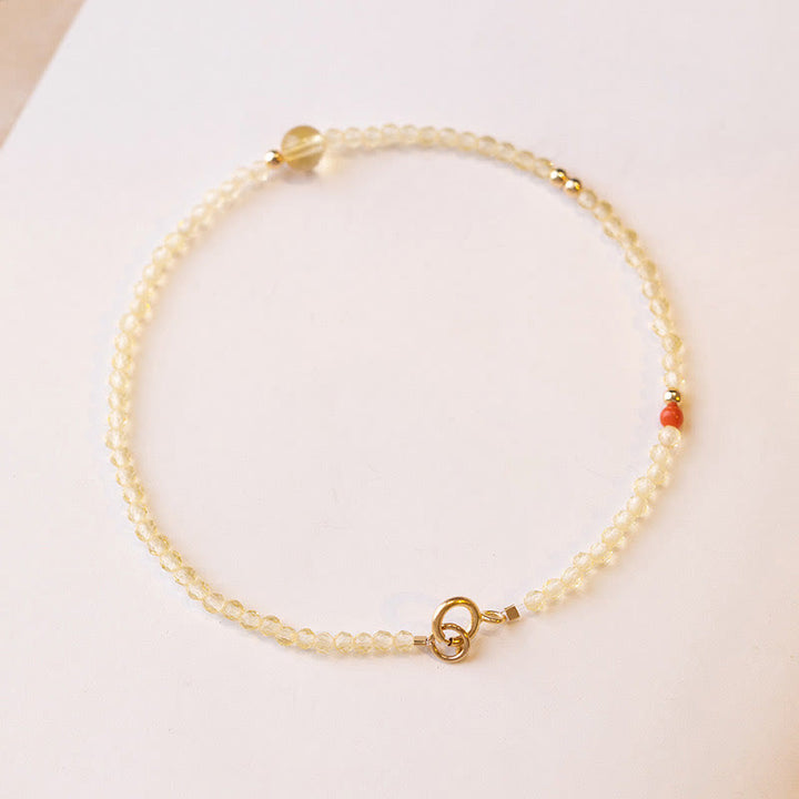 Buddha Stones 2mm Ultra-thin Citrine 14K Gold Plated Copper Beads Protection Bracelet - image 1