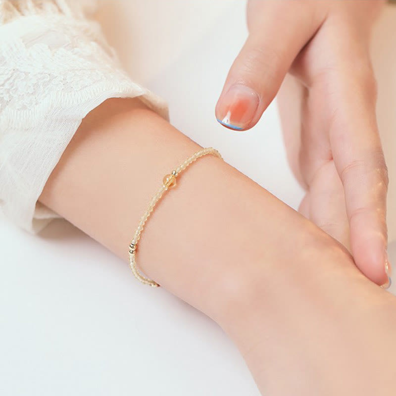 Buddha Stones 2mm Ultra-thin Citrine 14K Gold Plated Copper Beads Protection Bracelet - image 4