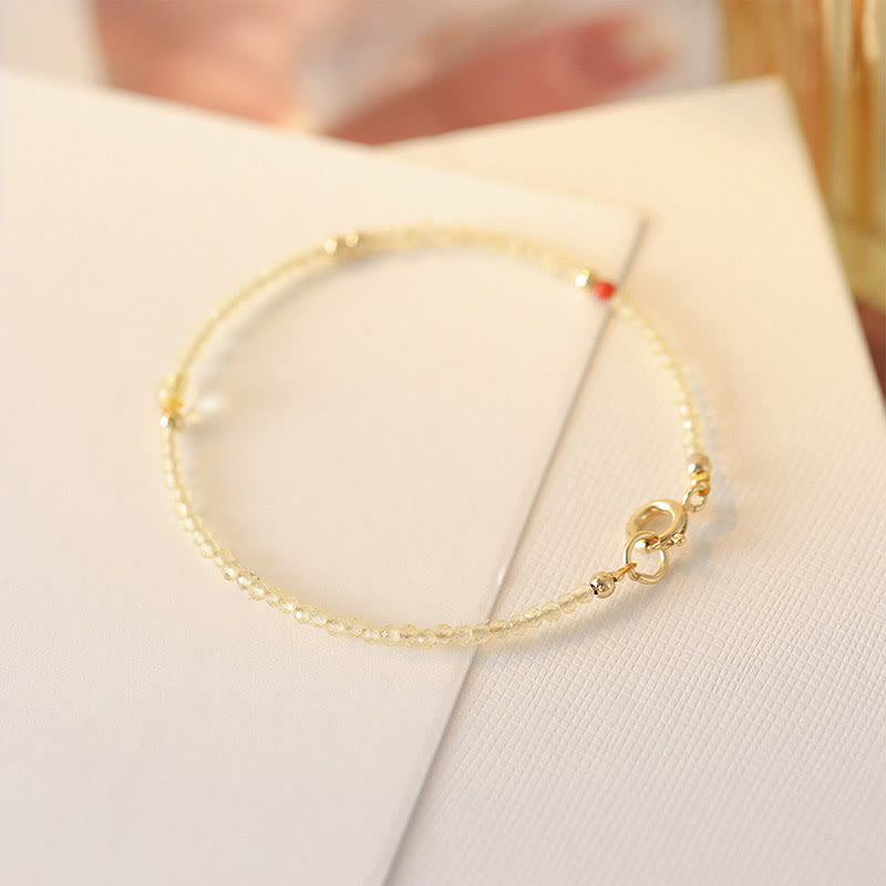 Buddha Stones 2mm Ultra-thin Citrine 14K Gold Plated Copper Beads Protection Bracelet - image 7