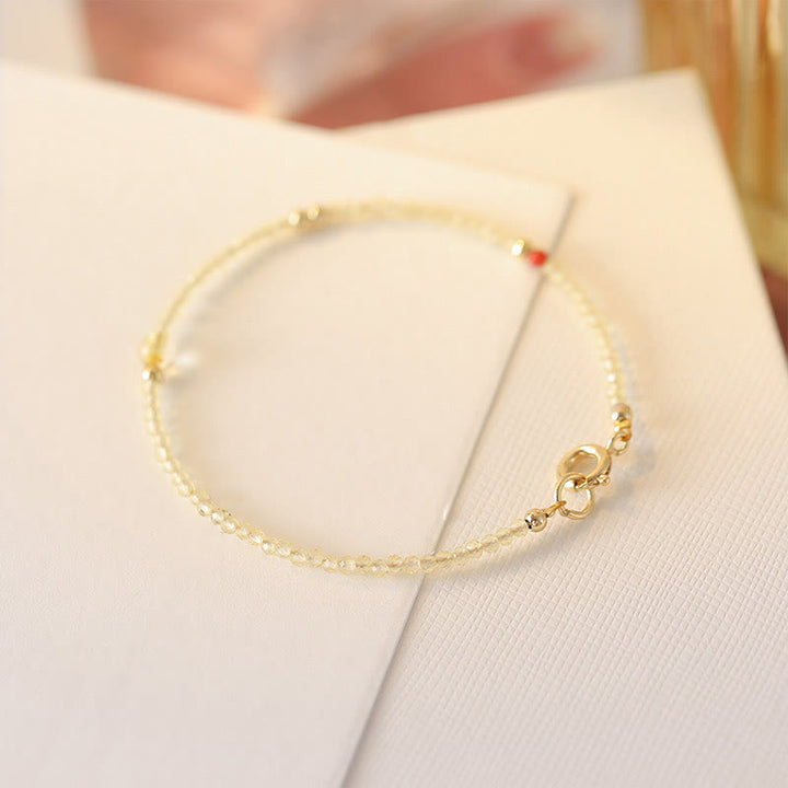 Buddha Stones 2mm Ultra-thin Citrine 14K Gold Plated Copper Beads Protection Bracelet - image 7