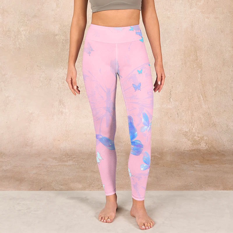 Buddha Stones Butterfly Print Gym Leggings Women's Yoga Pants - image 1