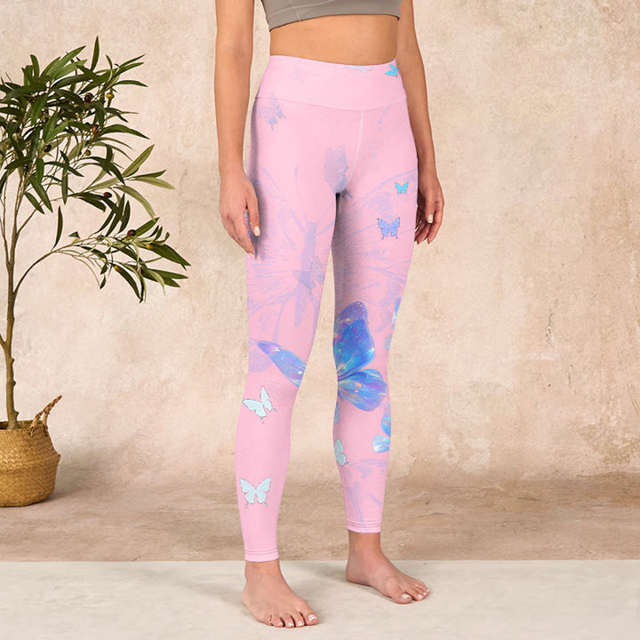 Buddha Stones Butterfly Print Gym Leggings Women's Yoga Pants - image 3