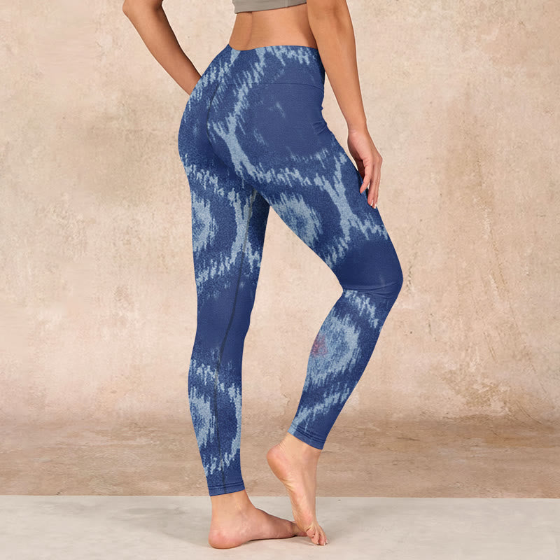 Buddha Stones Navy Blue White Design Gym Leggings Women's Yoga Pants - image 2