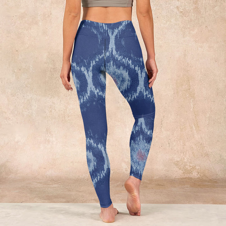 Buddha Stones Navy Blue White Design Gym Leggings Women's Yoga Pants - image 14