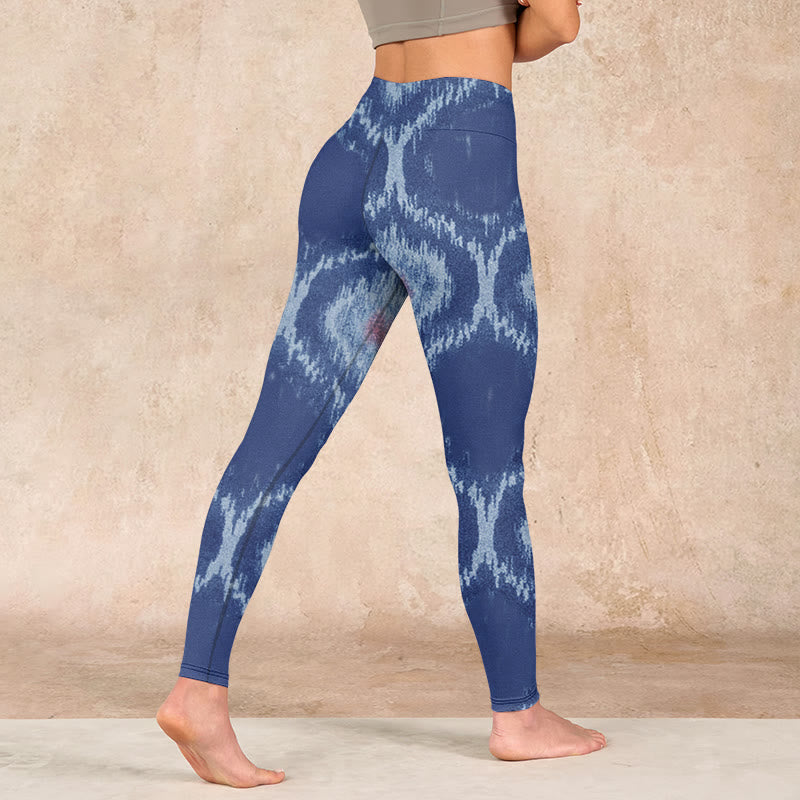 Buddha Stones Navy Blue White Design Gym Leggings Women's Yoga Pants - image 4