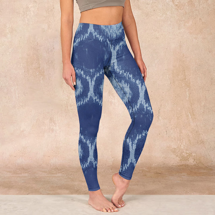 Buddha Stones Navy Blue White Design Gym Leggings Women's Yoga Pants - Navy - US18,UK/AU22,EU50 (4XL) - image 0