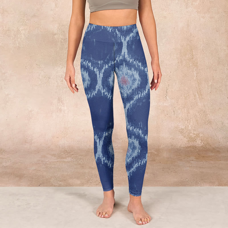 Buddha Stones Navy Blue White Design Gym Leggings Women's Yoga Pants - image 1