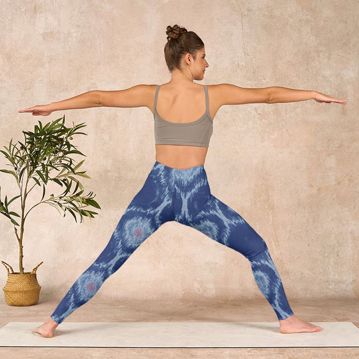 Buddha Stones Navy Blue White Design Gym Leggings Women's Yoga Pants - image 10