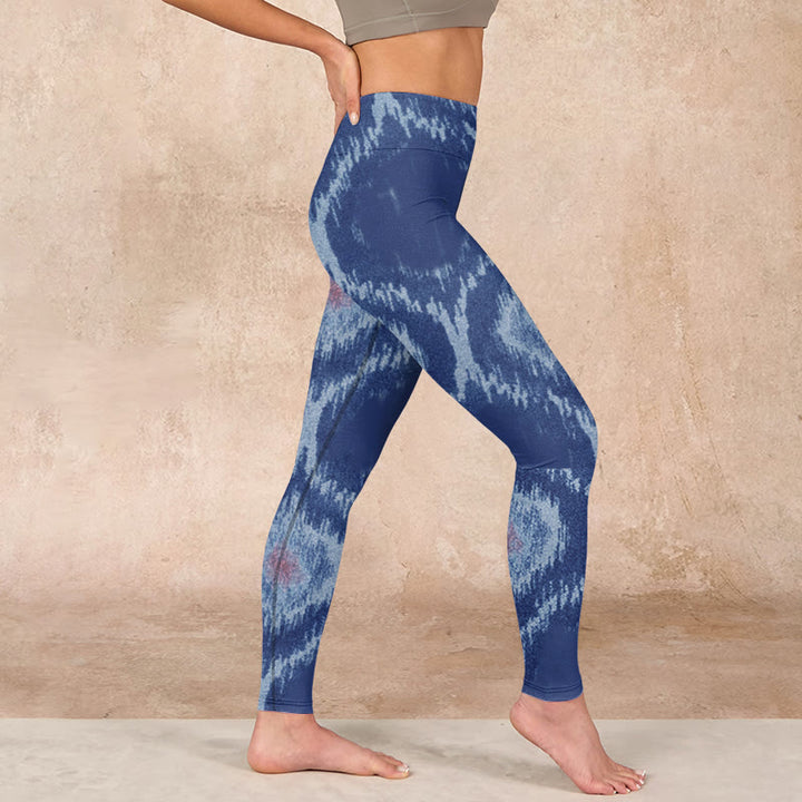 Buddha Stones Navy Blue White Design Gym Leggings Women's Yoga Pants - image 16