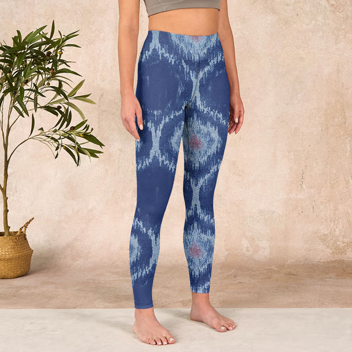 Buddha Stones Navy Blue White Design Gym Leggings Women's Yoga Pants - image 3