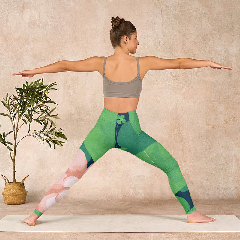 Buddha Stones Green Lotus Flower Leaf Print Sports Fitness Leggings Women's Yoga Pants - image 10