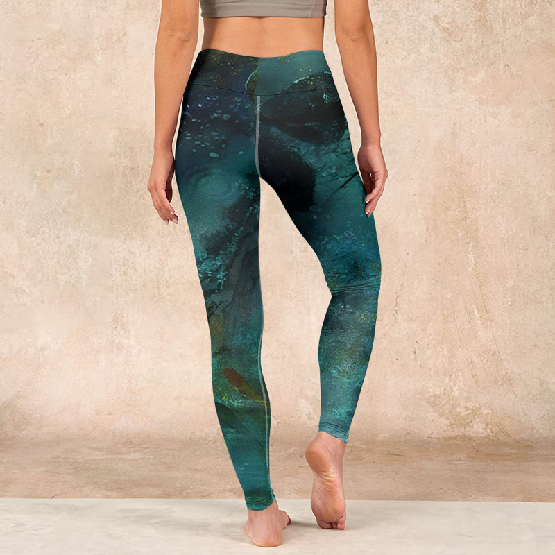 Buddha Stones Pond Koi Fish Rocks Print Sports Leggings Women's Yoga Pants - image 14