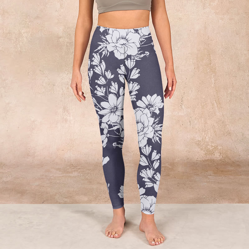 Buddha Stones Flowers Blossom Print Sports Fitness Leggings Women's Yoga Pants - image 1