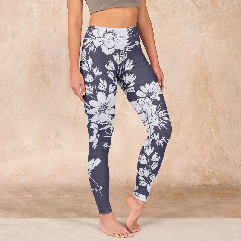 Buddha Stones Flowers Blossom Print Sports Fitness Leggings Women's Yoga Pants - Lavender - US18,UK/AU22,EU50 (4XL) - image 0