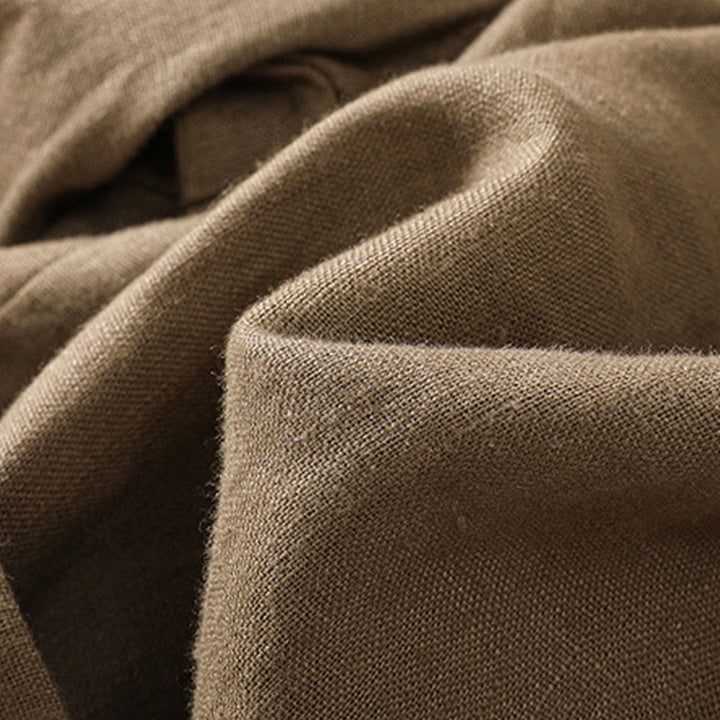 Buddha Stones Casual Solid Color Turn Up Cuff Belt Cotton Linen Women's Shorts With Pockets - image 6