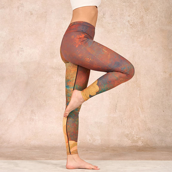 Buddha Stones Auspicious Clouds Print Lycra Fabric Fitness Leggings Women's Yoga Pants - image 10