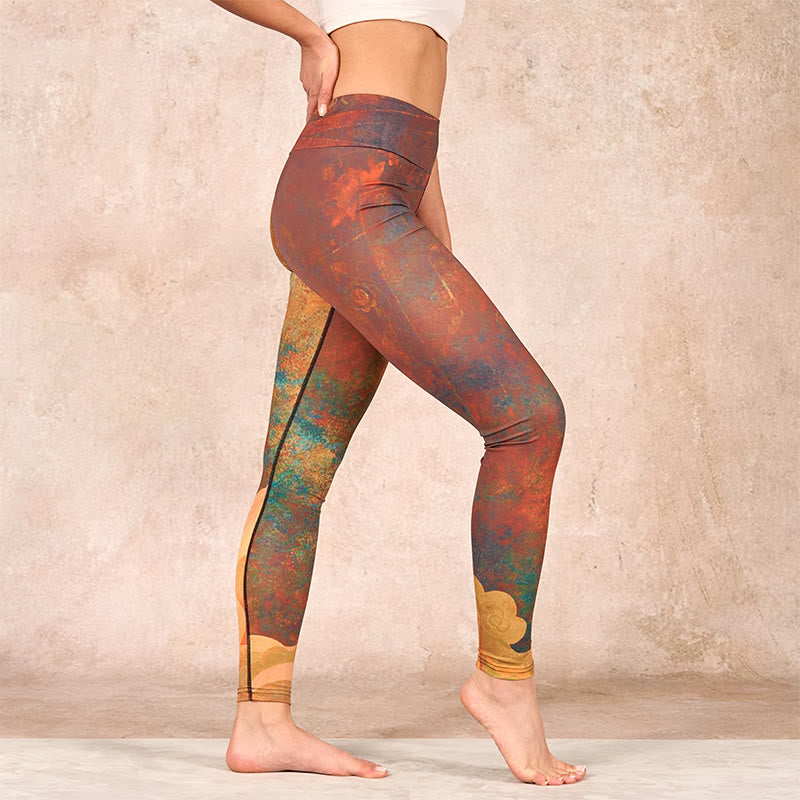 Buddha Stones Auspicious Clouds Print Lycra Fabric Fitness Leggings Women's Yoga Pants - image 11