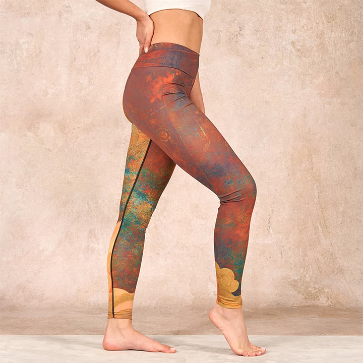 Buddha Stones Auspicious Clouds Print Lycra Fabric Fitness Leggings Women's Yoga Pants - image 11