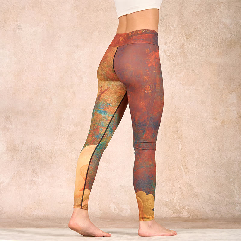 Buddha Stones Auspicious Clouds Print Lycra Fabric Fitness Leggings Women's Yoga Pants - image 3