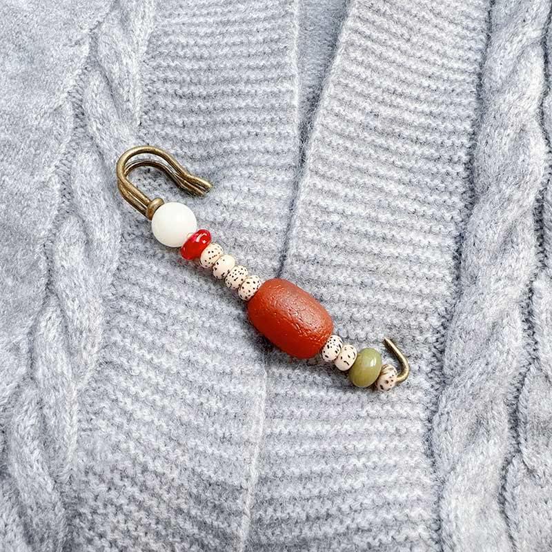 Buddha Stones Bodhi Seed Agate Calm Harmony Brooch - Bodhi Seed - image 0