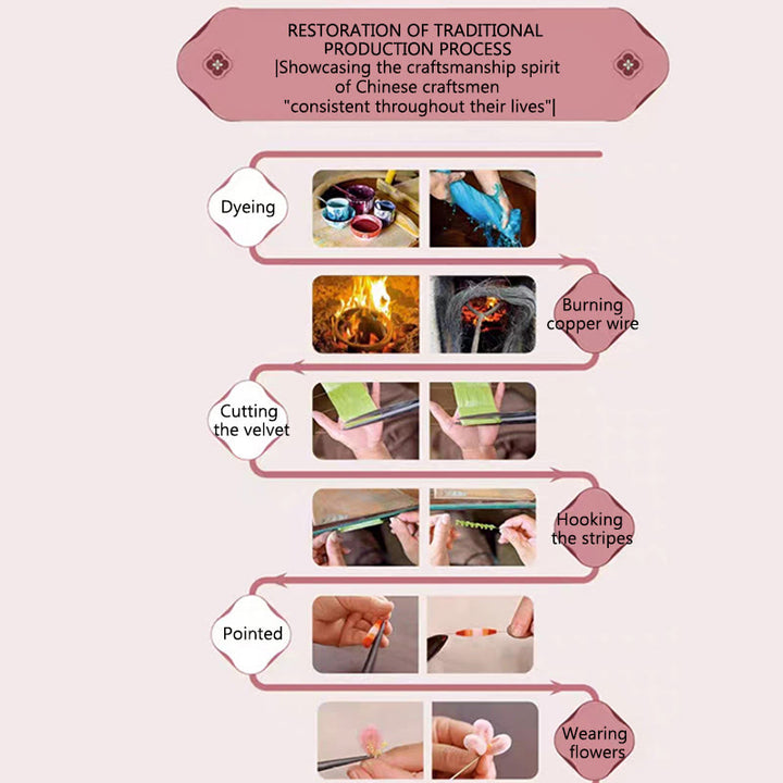 Buddha Stones Handmade Yangzhou Velvet Flower Mulberry Silk Red Koi Fish Leaves Brooch Hair Clip - image 2