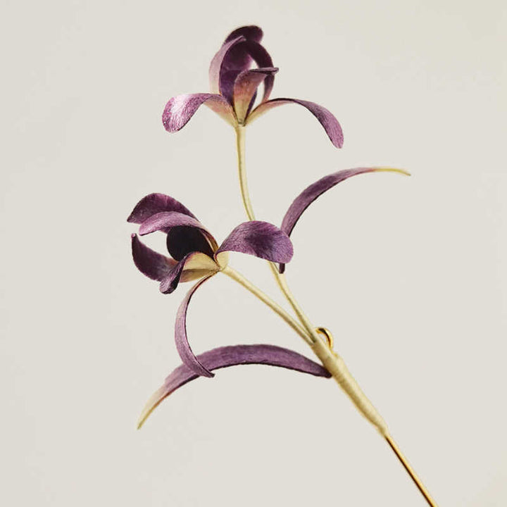 Buddha Stones Handmade Velvet Flower Mulberry Silk Orchid Flower Brooch - image 5