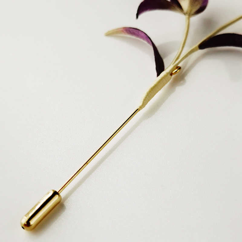 Buddha Stones Handmade Velvet Flower Mulberry Silk Orchid Flower Brooch - image 4