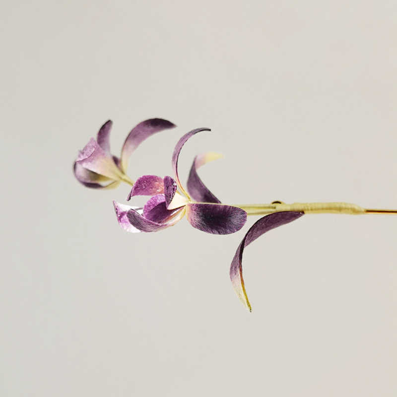 Buddha Stones Handmade Velvet Flower Mulberry Silk Orchid Flower Brooch - image 2